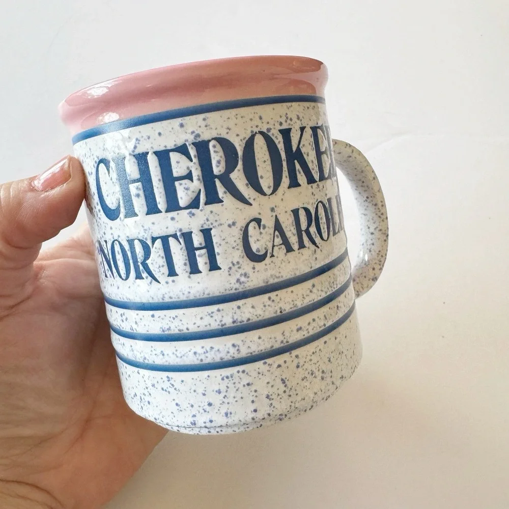 Cherokee North Carolina Ceramic Coffee Mug Tea Cup Retro 80s Theme Souvenir NC